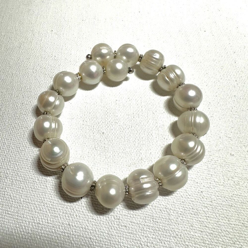Sterling silver fresh water  pearl wrap bracelet - Picture 2 of 8